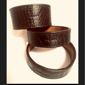 Vintage Hermes Brown Crocodile Bangle Trio